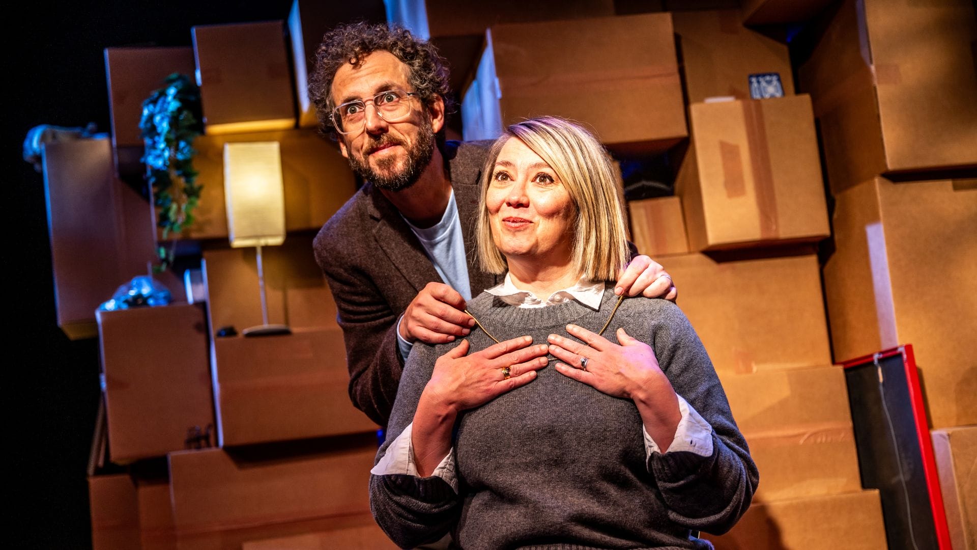 Matt Baram and Naomi Snieckus in Big Stuff at the Edinburgh Fringe, photo by Dahlia Katz